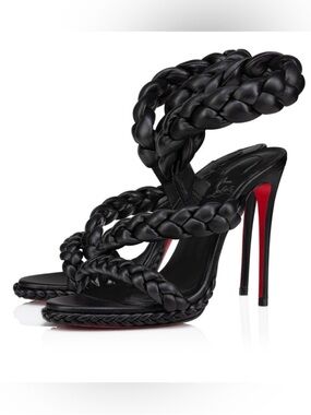 Christian Louboutin Fatima 120
Black Braided Leather heels
RETAIL 1,595